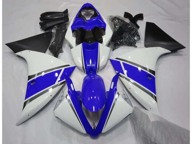 2009-2011 Glänzend Weiß & Blau Yamaha R1 Motorrad Verkleidung