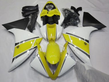 2009-2011 Glänzend Weiß & Gelb Yamaha R1 Motorrad Verkleidung