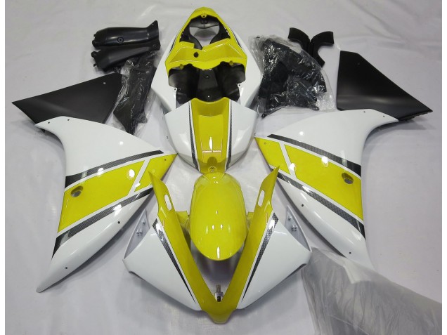 2009-2011 Glänzend Weiß & Gelb Yamaha R1 Motorrad Verkleidung 2009-2011 Glänzend Weiß & Gelb Yamaha R1 Motorrad Verkleidung