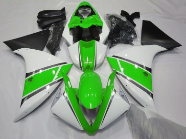 2009-2011 Glänzend Weiß & Grün Yamaha R1 Motorrad Verkleidung