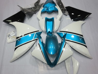 2009-2011 Glänzend Weiß & Hellblau Yamaha R1 Motorrad Verkleidung