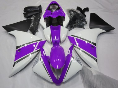 2009-2011 Glänzend Weiß & Lila Yamaha R1 Motorrad Verkleidung