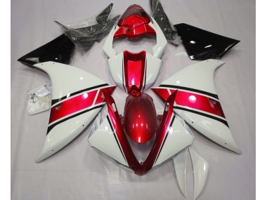 2009-2011 Glänzend Weiß & Metallic Rot Yamaha R1 Motorrad Verkleidung