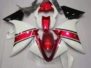 2009-2011 Glänzend Weiß & Metallic Rot Yamaha R1 Motorrad Verkleidung