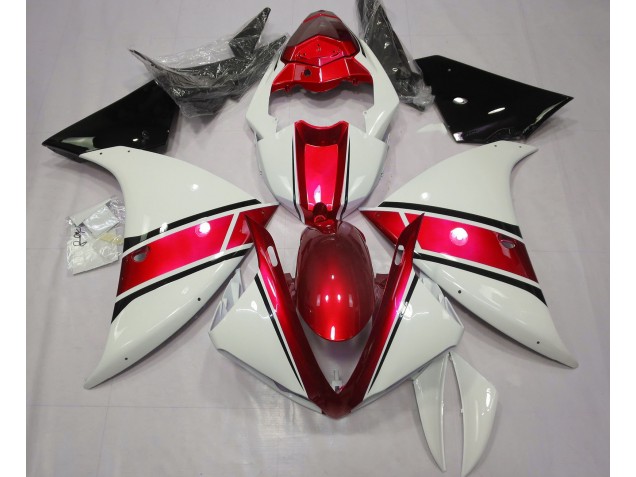 2009-2011 Glänzend Weiß & Metallic Rot Yamaha R1 Motorrad Verkleidung