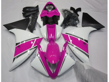 2009-2011 Glänzend Weiß & Pink Yamaha R1 Motorrad Verkleidung