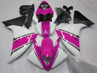 2009-2011 Glänzend Weiß & Pink Yamaha R1 Motorrad Verkleidung