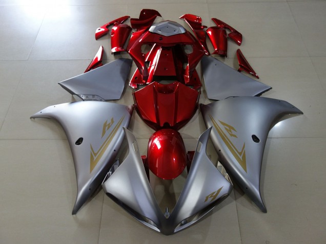 2009-2011 Matt Silber & Rot Glänzend Yamaha R1 Motorrad Verkleidung