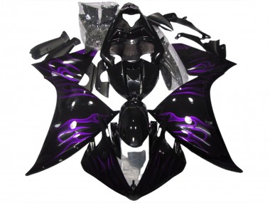 2009-2011 Schwarz & Lila Flamme Yamaha R1 Motorrad Verkleidung