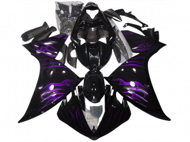 2009-2011 Schwarz & Lila Flamme Yamaha R1 Motorrad Verkleidung 2009-2011 Schwarz & Lila Flamme Yamaha R1 Motorrad Verkleidung