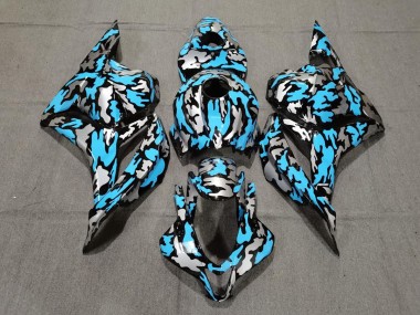 2009-2012 Benutzerdefiniertes Blau / Silber Tarnung Honda CBR600RR Motorrad Verkleidung