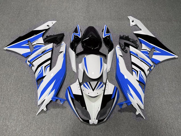 2009-2012 Blau-Weiß-Schwarz-Zack Kawasaki ZX6R Motorrad Verkleidung 2009-2012 Blau-Weiß-Schwarz-Zack Kawasaki ZX6R Motorrad Verkleidung