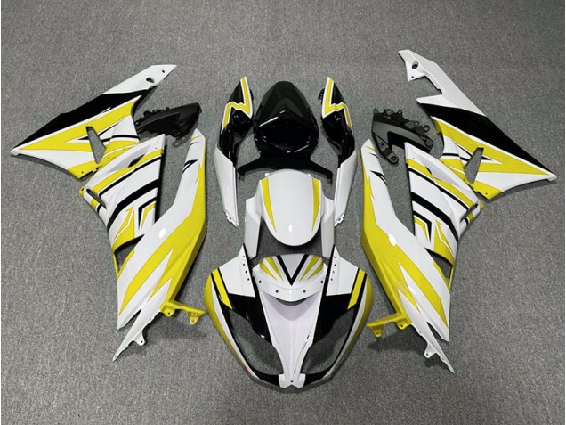 2009-2012 Gelb-Weiß-Schwarz-Zack Kawasaki ZX6R Motorrad Verkleidung 2009-2012 Gelb-Weiß-Schwarz-Zack Kawasaki ZX6R Motorrad Verkleidung
