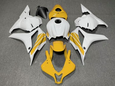 2009-2012 Gelber & Weißer Seitenstreifen Honda CBR600RR Motorrad Verkleidung