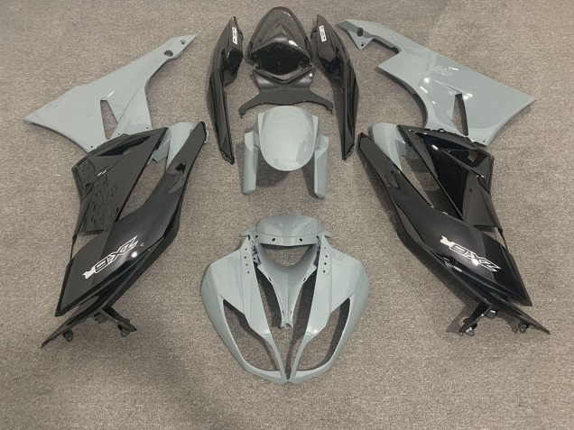 2009-2012 Glänzend Grau & Schwarz Kawasaki ZX6R Motorrad Verkleidung 2009-2012 Glänzend Grau & Schwarz Kawasaki ZX6R Motorrad Verkleidung