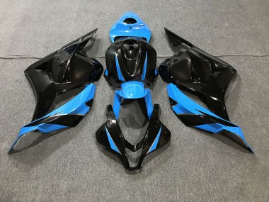 2009-2012 Glänzendes Schwarz & Himmelblau Honda CBR600RR Motorrad Verkleidung