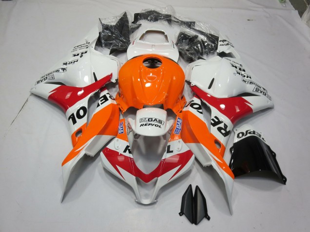 2009-2012 Weiß Orange Repsol Honda CBR600RR Motorrad Verkleidung