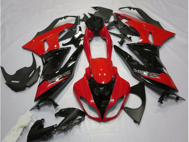 2009-2012 Rot Glänzend & Schwarz Kawasaki ZX6R Motorrad Verkleidung