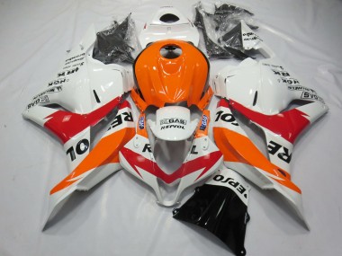 2009-2012 Weiß Rot & Orange Repsol Honda CBR600RR Motorrad Verkleidung