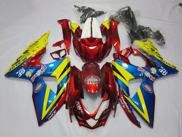 2009-2016 Gelb Rot & Blau Suzuki GSXR 1000 Motorrad Verkleidung 2009-2016 Gelb Rot & Blau Suzuki GSXR 1000 Motorrad Verkleidung
