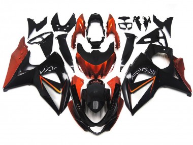 2009-2016 Orange & Schwarz Nach Maß Mit Silbereinlage Suzuki GSXR 1000 Motorrad Verkleidung