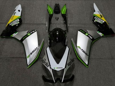 2010-2015 Silber Pirelli & Grün Aprilia RSV4 1000 Motorrad Verkleidung