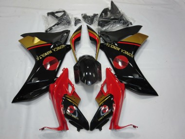 2011-2012 Konica Minolta Rot Schwarz & Gold Honda CBR600F Motorrad Verkleidung