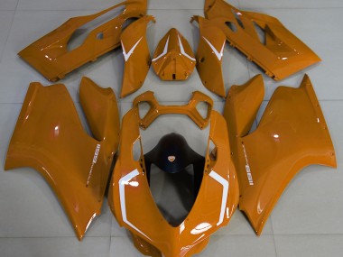 2011-2014 Orange Glänzend & Weiß Ducati 1199 Motorrad Verkleidung