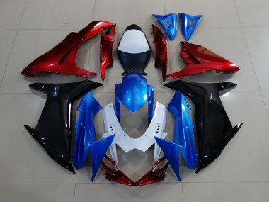 2011-2024 Benutzerdefiniert Rot Schwarz & Blau Suzuki GSXR 600-750 Motorrad Verkleidung