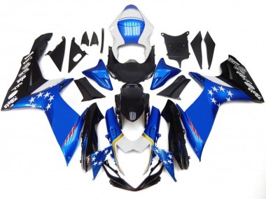 2011-2024 Blauer Stil Mit Roten Sternen Suzuki GSXR 600-750 Motorrad Verkleidung
