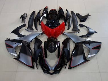 2011-2024 Glänzendes Grau/Schwarz Mit Rot Suzuki GSXR 600-750 Motorrad Verkleidung