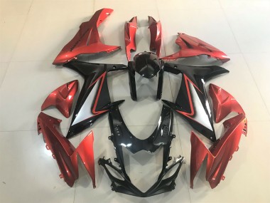2011-2024 Glänzendes Schwarz & Leuchtendes Orange Suzuki GSXR 600-750 Motorrad Verkleidung