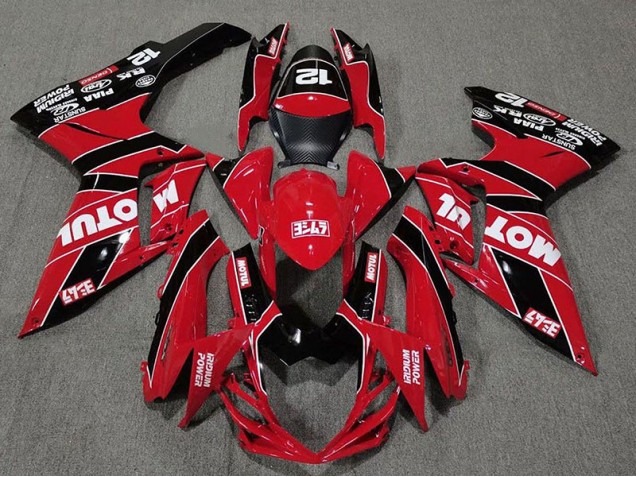 2011-2024 Rot & Schwarz Glänzend Motul Suzuki GSXR 600-750 Motorrad Verkleidung 2011-2024 Rot & Schwarz Glänzend Motul Suzuki GSXR 600-750 Motorrad Verkleidung