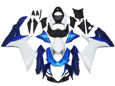 2011-2024 Schlichte Weißes & Blaues Stil Kit Suzuki GSXR 600-750 Motorrad Verkleidung
