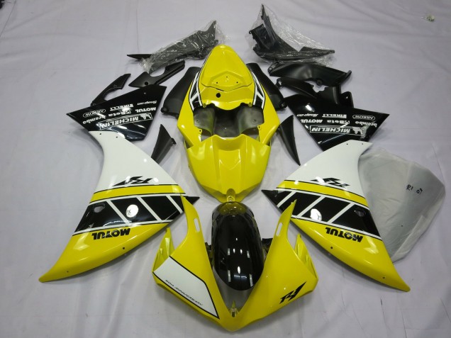 2012-2014 Gelb & Weiß Yamaha R1 Motorrad Verkleidung