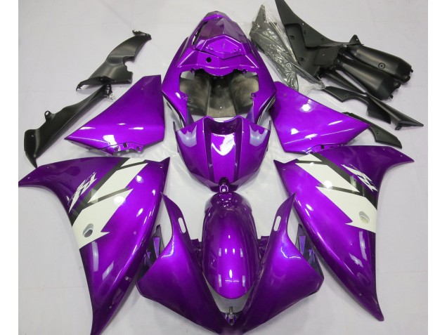 2012-2014 Glanz Lila & Weiß Yamaha R1 Motorrad Verkleidung