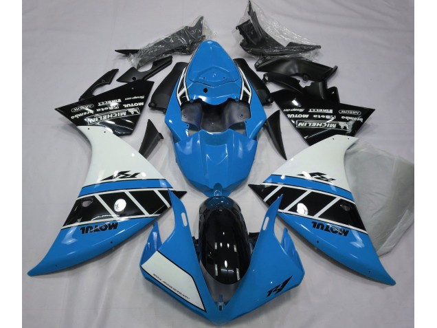 2012-2014 Glänzend Hellblau Weiß & Schwarz Yamaha R1 Motorrad Verkleidung 2012-2014 Glänzend Hellblau Weiß & Schwarz Yamaha R1 Motorrad Verkleidung