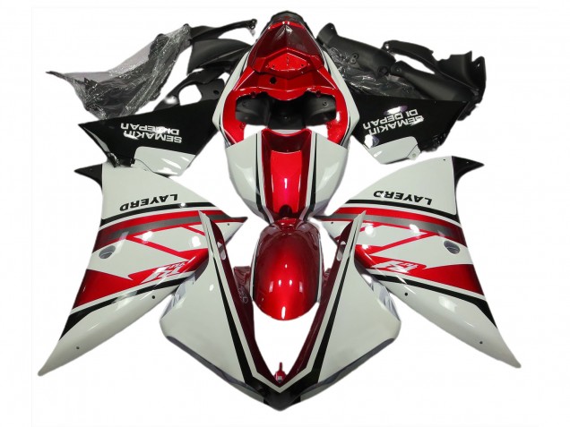 2012-2014 Glänzend Weiß & Rot Yamaha R1 Motorrad Verkleidung