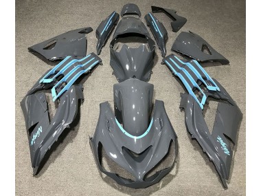 2012-2021 Glänzend Grau & Hellblau Kawasaki ZX14R Motorrad Verkleidung