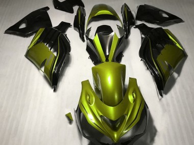 2012-2021 Glänzendes Gelb & Schwarz Kawasaki ZX14R Motorrad Verkleidung