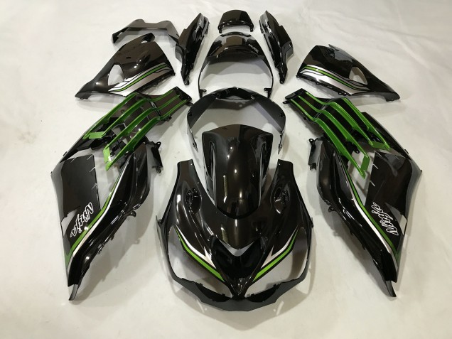2012-2021 Glänzendes Schwarz & Schleimgrün Kawasaki ZX14R Motorrad Verkleidung