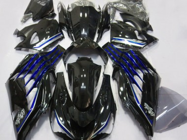 2012-2021 Schwarz Glänzend & Blau Kawasaki ZX14R Motorrad Verkleidung