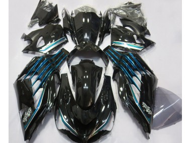 2012-2021 Schwarz Glänzend & Hellblau Kawasaki ZX14R Motorrad Verkleidung