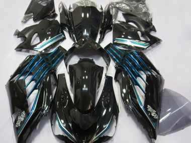 2012-2021 Schwarz Glänzend & Hellblau Kawasaki ZX14R Motorrad Verkleidung