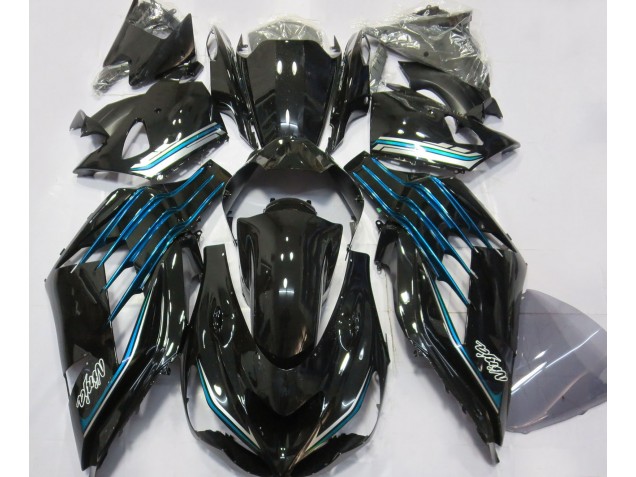 2012-2021 Schwarz Glänzend & Hellblau Kawasaki ZX14R Motorrad Verkleidung