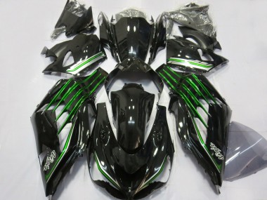 2012-2021 Schwarz Glänzend Mit Grün Kawasaki ZX14R Motorrad Verkleidung