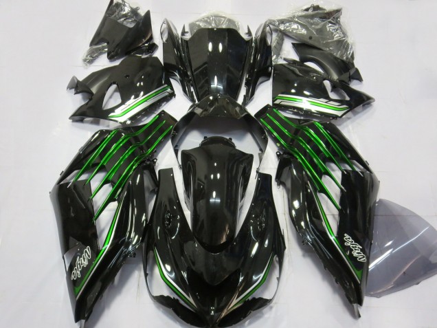 2012-2021 Schwarz Glänzend Mit Grün Kawasaki ZX14R Motorrad Verkleidung