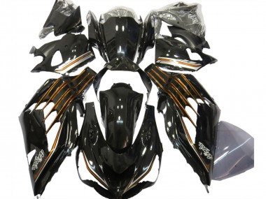 2012-2021 Schwarz Glänzend & Orange Kawasaki ZX14R Motorrad Verkleidung