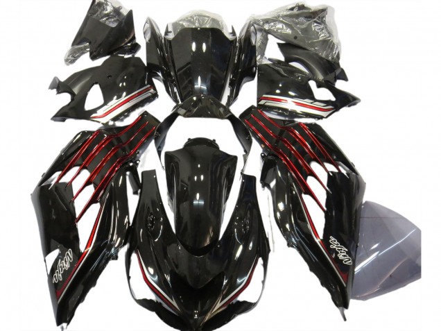 2012-2021 Schwarz Glänzend & Rot Kawasaki ZX14R Motorrad Verkleidung 2012-2021 Schwarz Glänzend & Rot Kawasaki ZX14R Motorrad Verkleidung