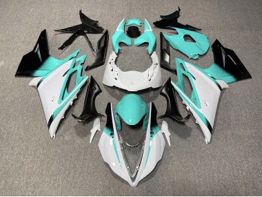 2013-2016 Glänzend Weiß & Blaugrün Triumph Daytona 675 Motorrad Verkleidung